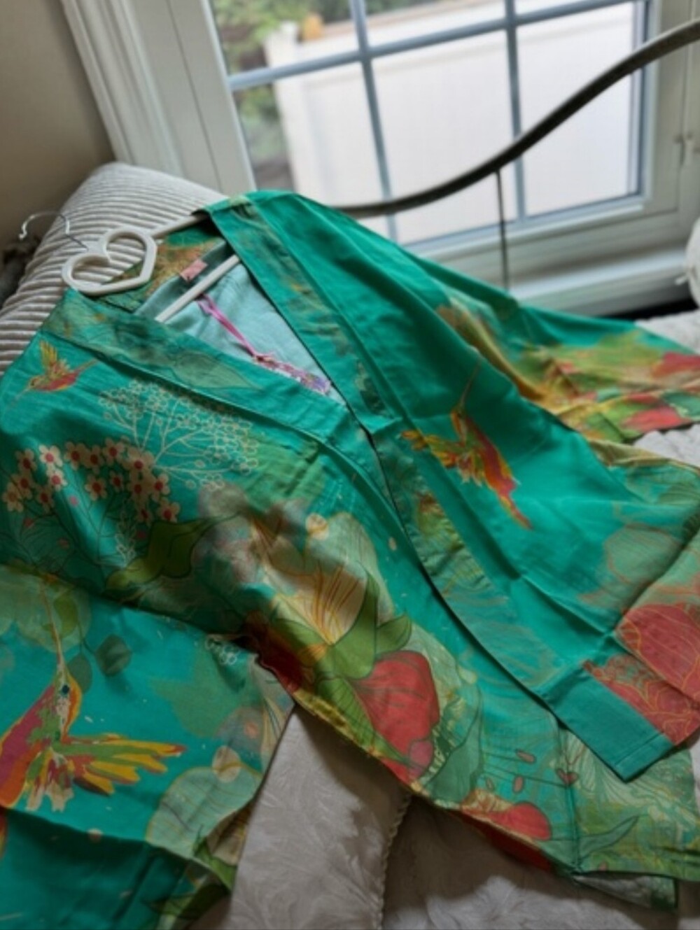 Powder NWT Green Hummingbird And Floral Short Kimono-Style Jacket - Picture 5 of 14